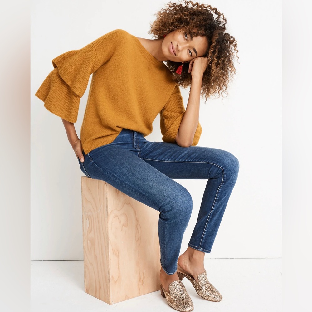 Madewell Tier-Sleeve Pullover Sweater in Coziest Yarn size XS